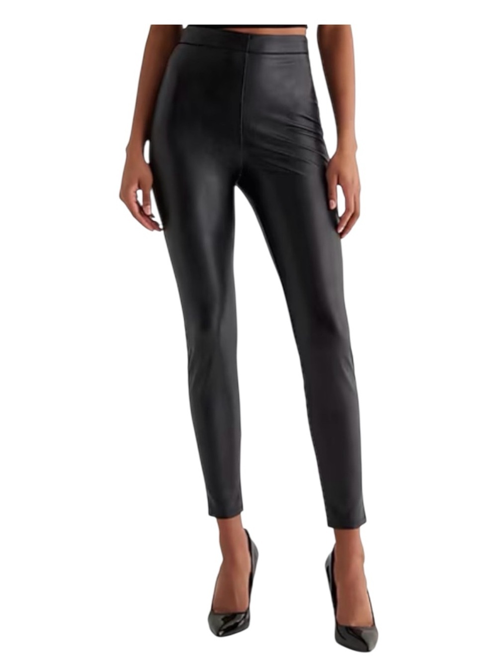 Express Black High-Waisted Faux Leather Leggings Pants Size S
